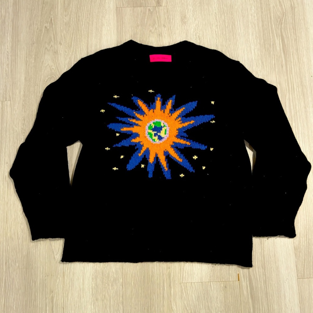 The Elder Statesman Black World is Safe Crewneck Sweater